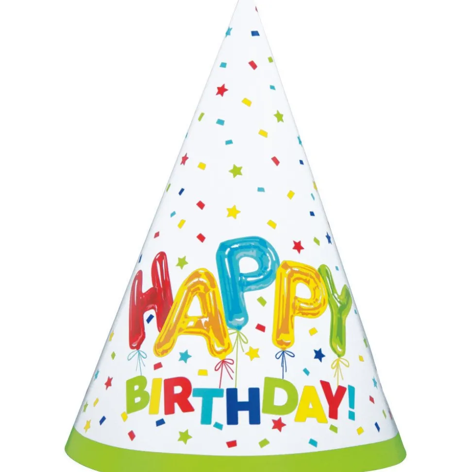 Feesthoedjes Happy Birthday Ballonnen 8st
