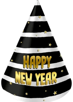 Feesthoedjes Happy New Year 10cm 6st