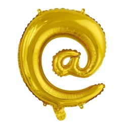 Folie Ballon Apenstaartje @ Goud 41cm met Rietje