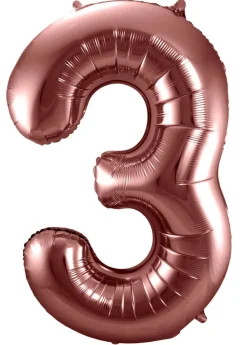 Folie Ballon Cijfer 3 Brons XL 86cm leeg