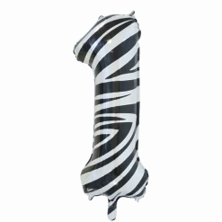 Folie Ballon Cijfer 1 Zebra XL 86cm leeg