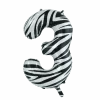 Folie Ballon Cijfer 3 Zebra XL 86cm leeg