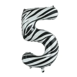 Folie Ballon Cijfer 5 Zebra XL 86cm leeg