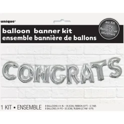 Folie Ballon Congrats Zilver Leeg 2,74m