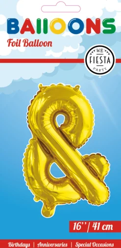Folie Ballon En-Teken & Goud 41cm met Rietje