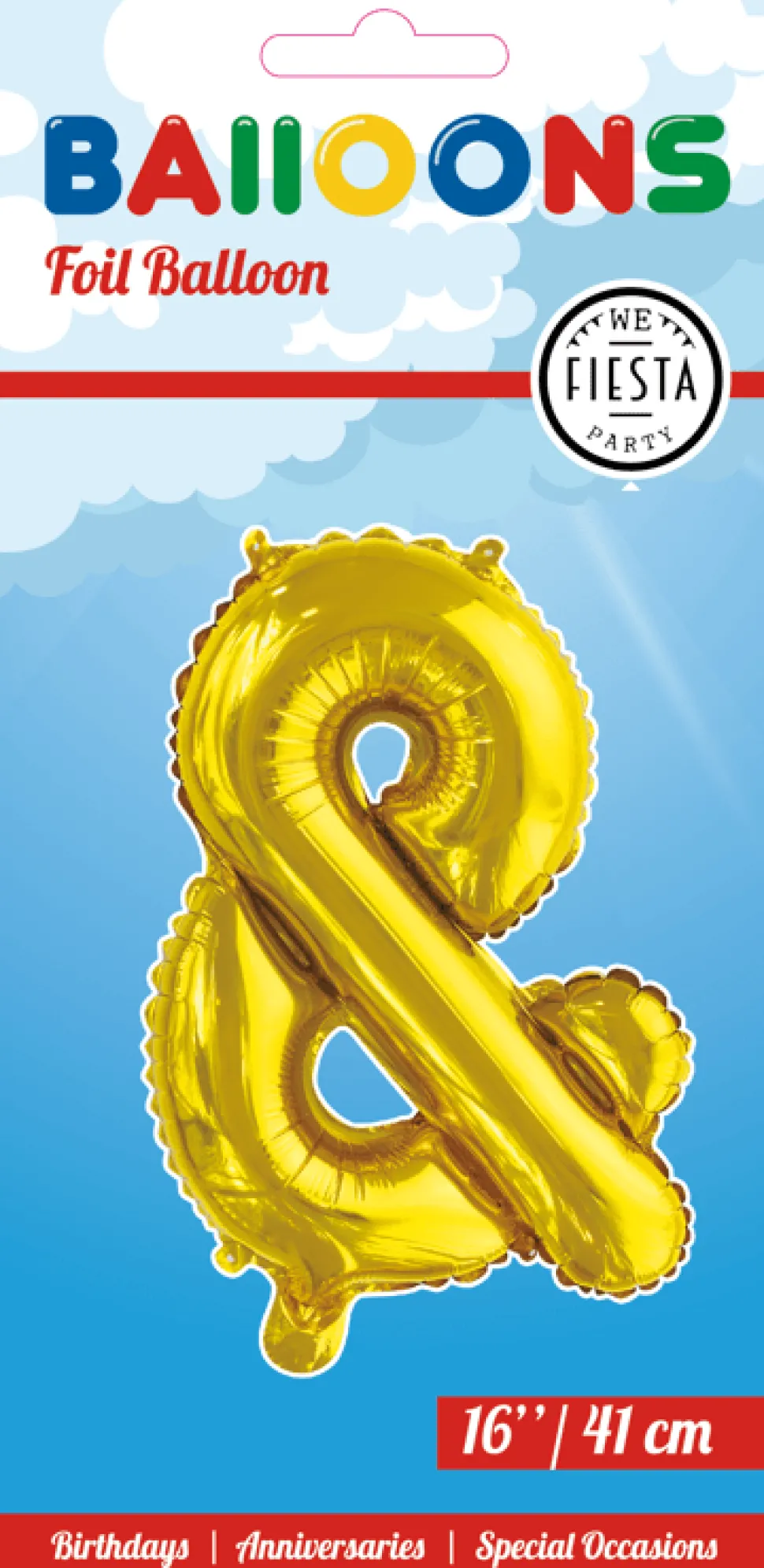 Folie Ballon En-Teken & Goud 41cm met Rietje