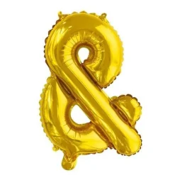 Folie Ballon En-Teken & Goud 41cm met Rietje
