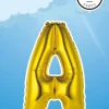 Folie Ballon Letter A Goud 41cm met Rietje