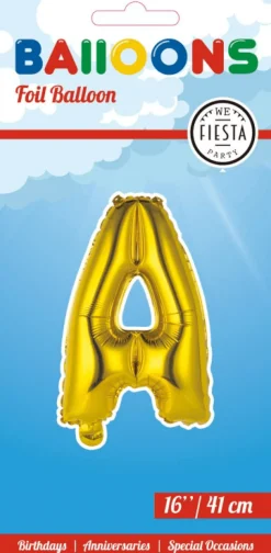 Folie Ballon Letter A Goud 41cm met Rietje