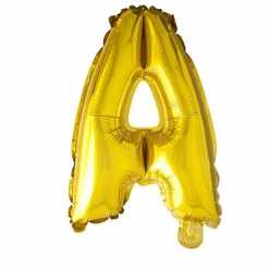Folie Ballon Letter A Goud 41cm met Rietje