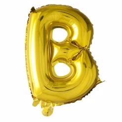 Folie Ballon Letter B Goud 41cm met Rietje