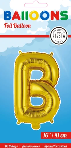 Folie Ballon Letter B Goud 41cm met Rietje