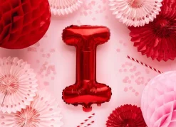 Folie Ballon Letter I Rood Leeg 35cm