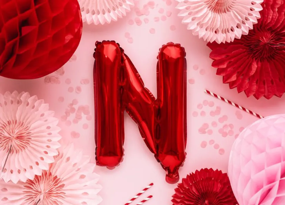 Folie Ballon Letter N Rood Leeg 35cm