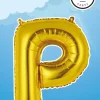 Folie Ballon Letter P Goud 41cm met Rietje