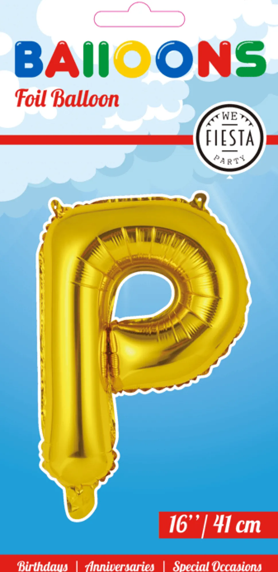 Folie Ballon Letter P Goud 41cm met Rietje
