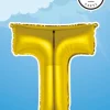 Folie Ballon Letter T Goud 41cm met Rietje