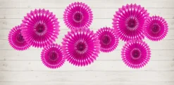 Fuchsia Papieren Waaiers 20cm 3st