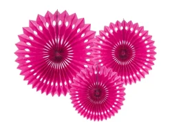 Fuchsia Papieren Waaiers 20cm 3st