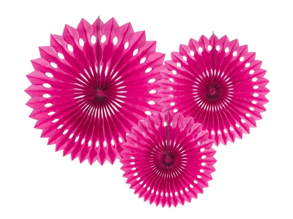 Fuchsia Papieren Waaiers 20cm 3st