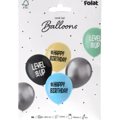 Gaming Party Ballonnen Happy Birthday 33cm 6st