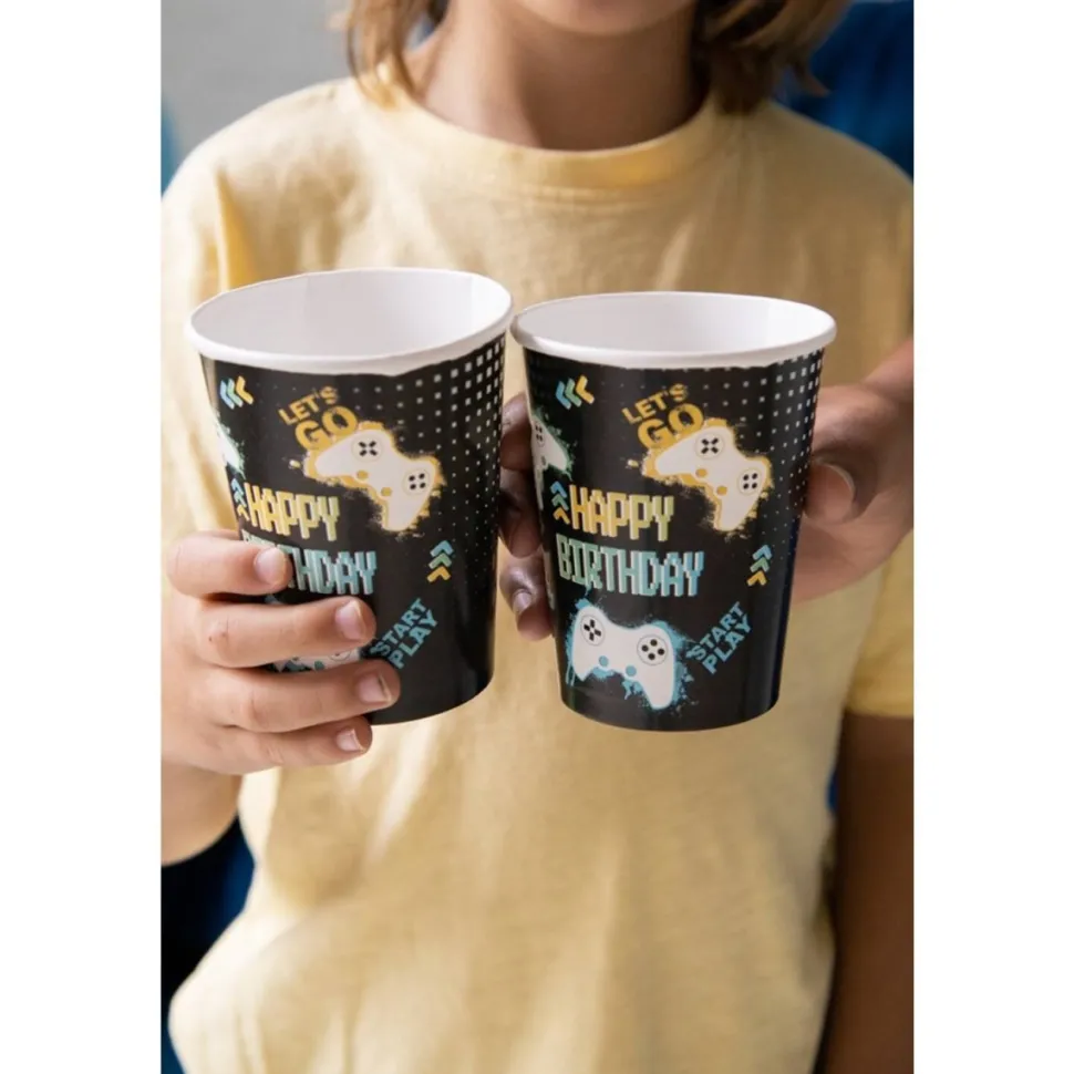Gaming Party Bekers Zwart 250ml 8st