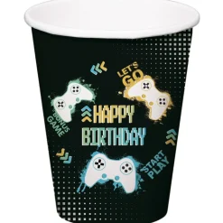 Gaming Party Bekers Zwart 250ml 8st