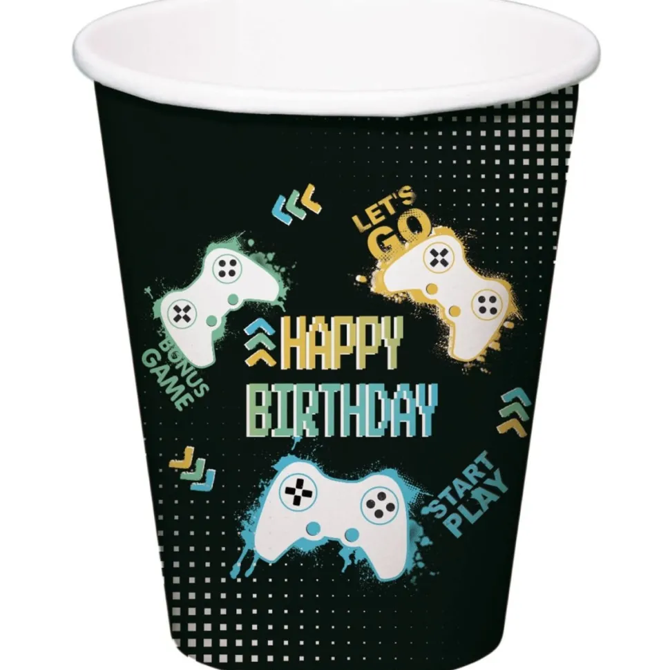 Gaming Party Bekers Zwart 250ml 8st