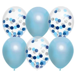 Geboorte Ballonnen Jongen Confetti Blauw 30cm 6st