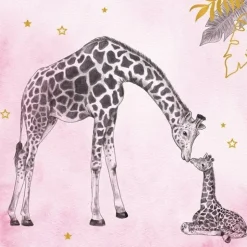 Geboorte Servetten Roze Safari 25cm 20st