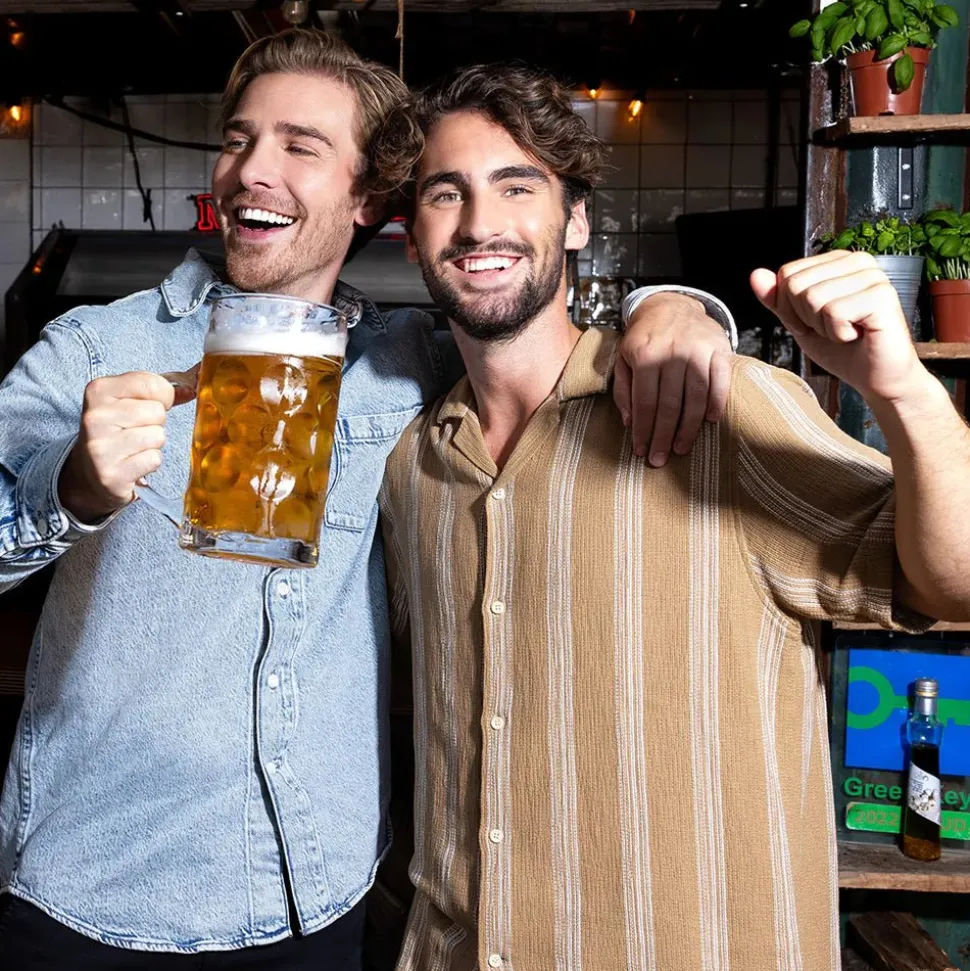 Geel Witte Bierpul Glas Xxl