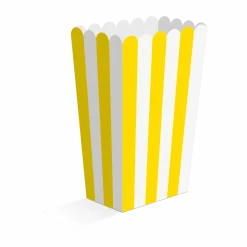 Geel Witte Popcorn Bakjes 13,5cm 8st