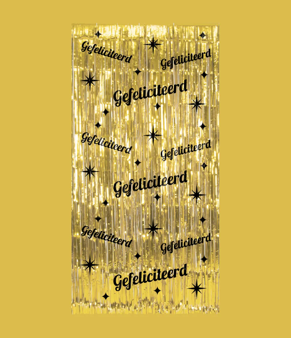 Gefeliciteerd Deurgordijn Goud 2m
