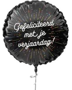 Gefeliciteerd Helium Ballon Zwart Wit Leeg 45cm