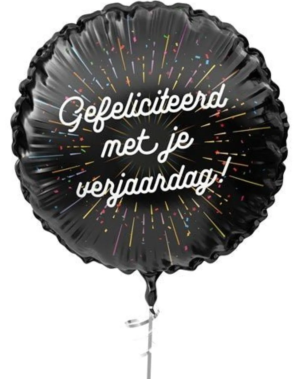 Gefeliciteerd Helium Ballon Zwart Wit Leeg 45cm