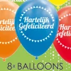 Gekleurde Ballonnen Hartelijk Gefeliciteerd 30,5cm 8st