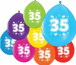 Gekleurde Ballonnen 35 Jaar 30cm 8st