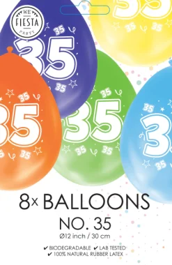 Gekleurde Ballonnen 35 Jaar 30cm 8st