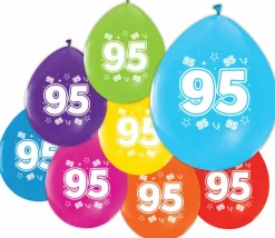 Gekleurde Ballonnen 95 Jaar 30cm 8st