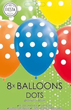 Gekleurde Ballonnen Stippen 30,5cm 8st