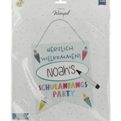 Gekleurde Banner Herzlich Willkommen Schulanfangs Party 30cm