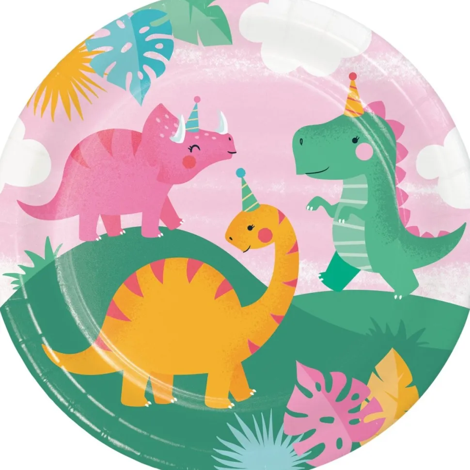 Gekleurde Dino Borden 23cm 8st
