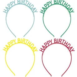 Gekleurde Happy Birthday Haarband 4st