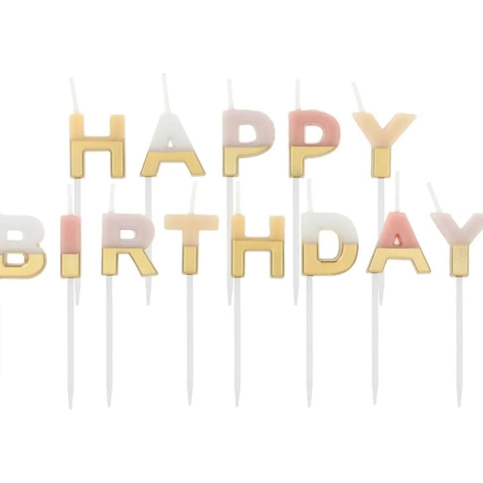 Gekleurde Happy Birthday Kaarsen Pastel