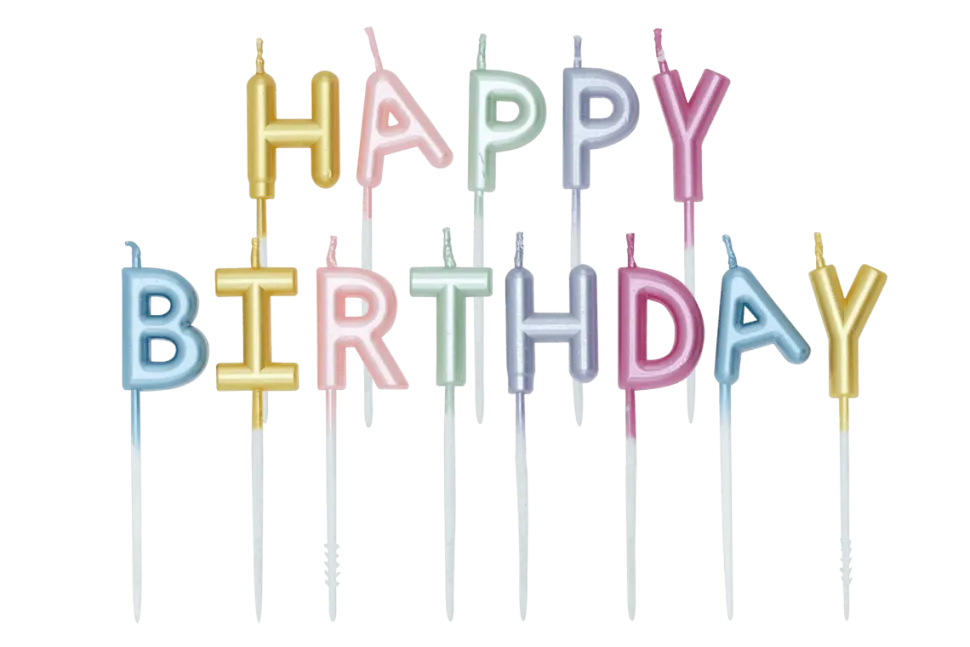 Gekleurde Kaarsen Happy Birthday Pastel