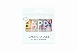 Gekleurde Kaarsen Happy Birthday Pastel