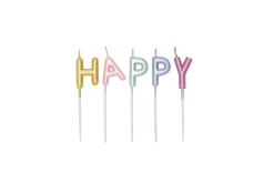 Gekleurde Kaarsen Happy Birthday Pastel