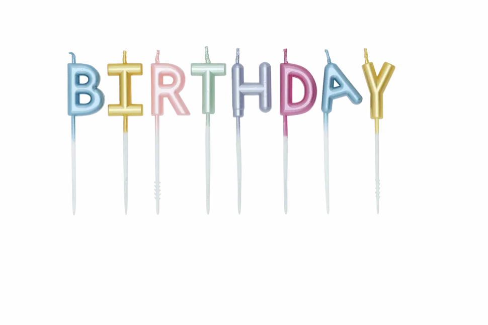 Gekleurde Kaarsen Happy Birthday Pastel