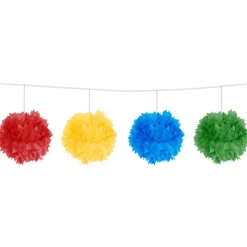 Gekleurde Slinger Pompon 12cm 3m