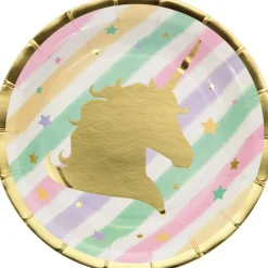 Gekleurde Unicorn Borden 18cm 8st
